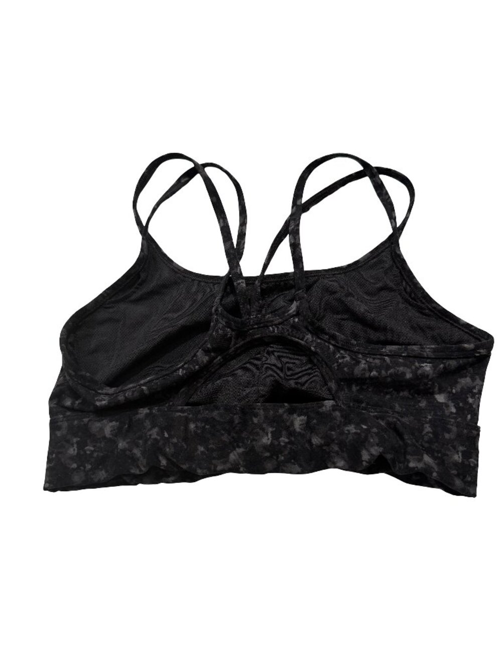 All In Motion Black Gray Marbled Strappy Crisscross Mesh Bra Yoga Medium Women's